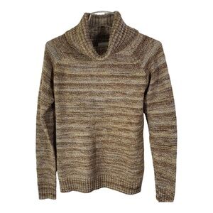 Columbia Women's Size M Brown Cream Tweed Turtle Neck Long Sleeve Sweater